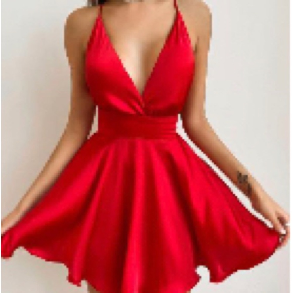 Tied detail crisscross backless satin dress